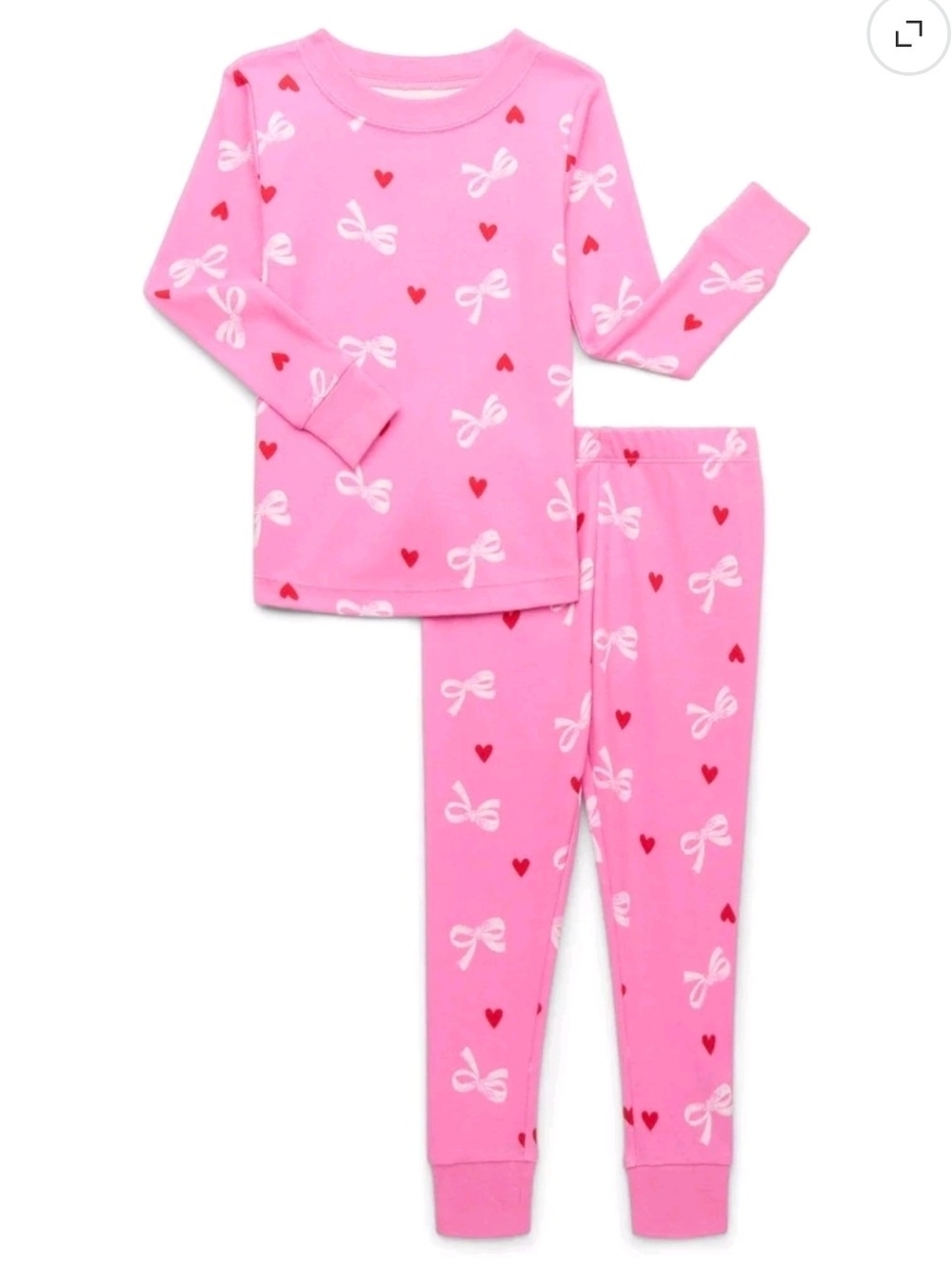 wonder nation Pink Bow & Heart Kids Pajama Set